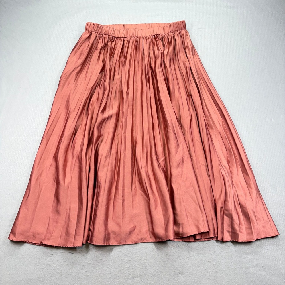 Arula Pleated Midi Skirt Womens B Mauve Satin Elastic Waist